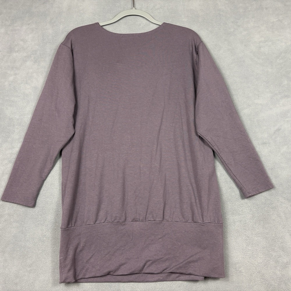 Chalet Size Medium Purple Tunic Top Asymmetrical Neck Button Lagenlook USA - Picture 3 of 8
